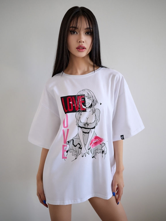 Bona Fashion: OVERSIZE T-shirt Anime "White" фото 5