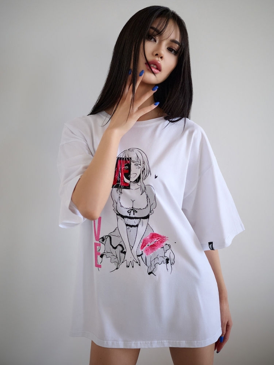 Bona Fashion: OVERSIZE T-shirt Anime "White" фото 4