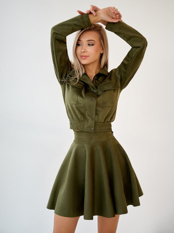 Bona Fashion: Suede Skirt  "Khaki" фото 8
