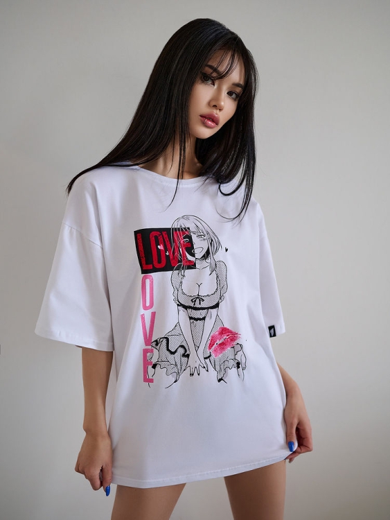 Bona Fashion: OVERSIZE T-shirt Anime "White" фото 6